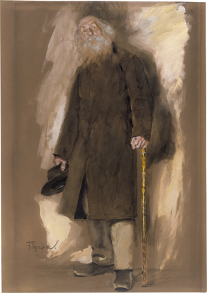 Los 6718 - Skarbina, Franz - Stehender Mann im Mantel mit Hut und Gehstock - 0 - thumb