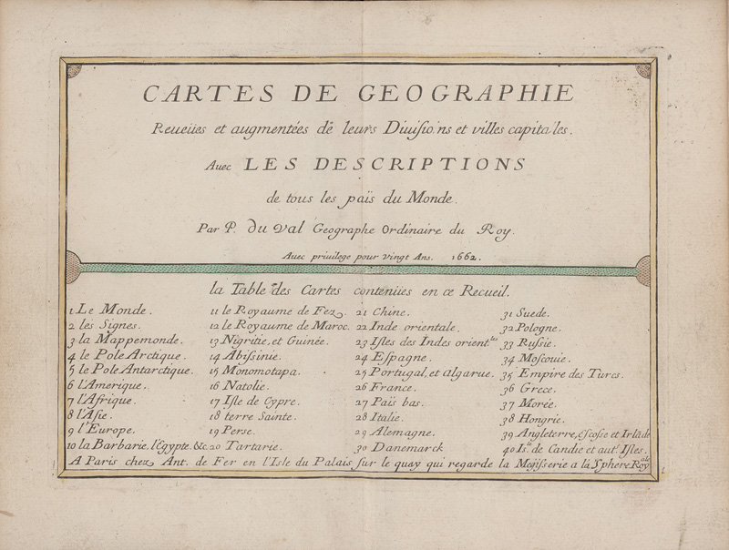 Lot 15, Auction 126, Val, Pierre du, Cartes de geographie