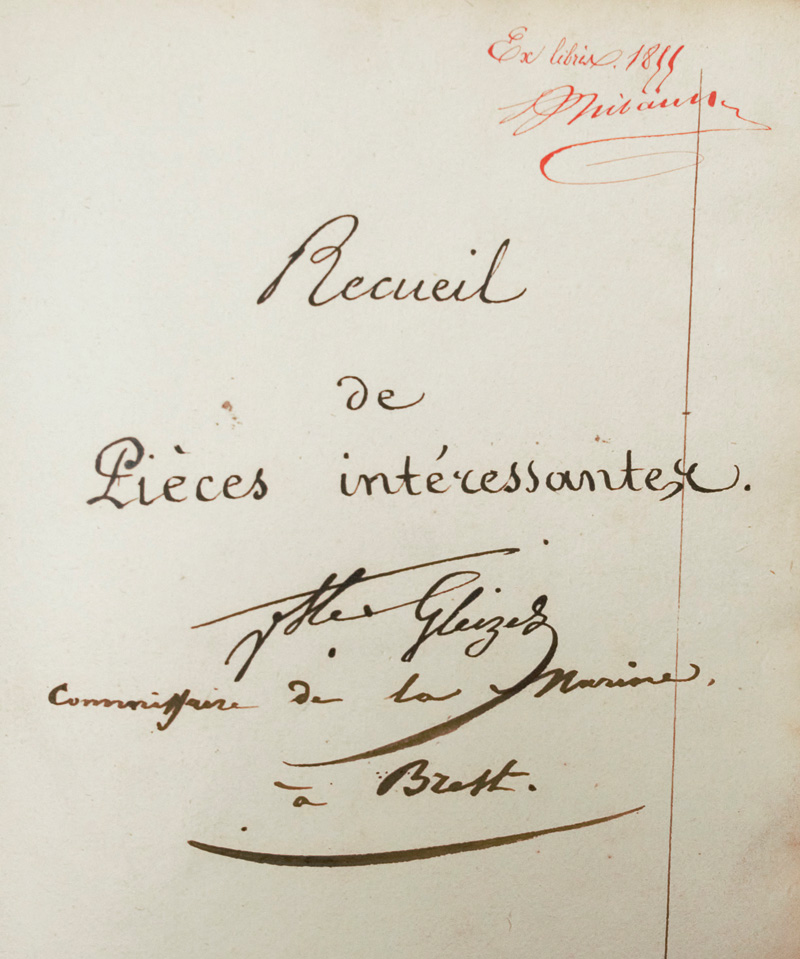 Lot 102, Auction 126, Gleizes, Vénuste, "Recueil de Pièces intéressantes. Marine à Brest." Französische Handschrift auf Papier
