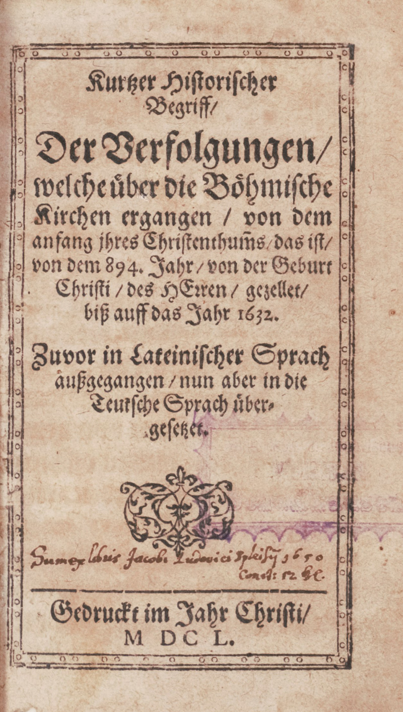 Lot 119, Auction 126, Kurtzer historischer Begriff, der Verfolgungen,, welche über die Böhmische Kirchen ergangen