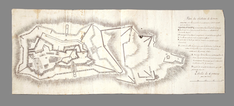 Lot 140, Auction 126, Plan du château de Démon, Tuschezeichnung auf Bütten