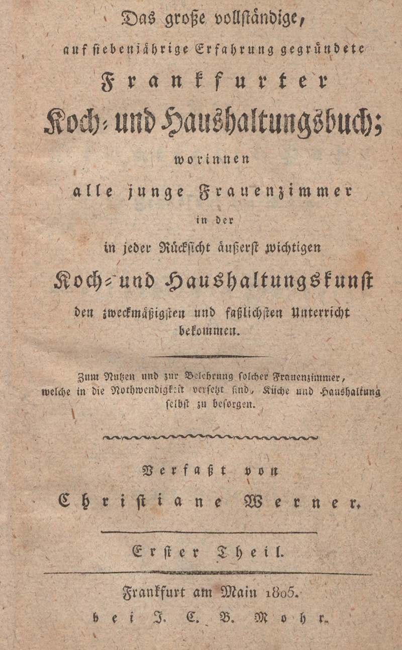 Lot 436, Auction  126, Werner, Christiane, Das große ... Frankfurter Koch- und Haushaltungsbuch