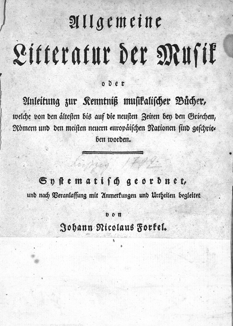 Lot 456, Auction 126, Forkel, Johann Nicolaus, Allgemeine Litteratur der Musik