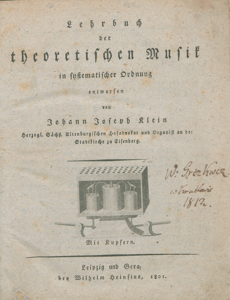 Lot 460, Auction 126, Klein, Johann Joseph, Lehrbuch der theoretischen Musik in systematischer Ordnung