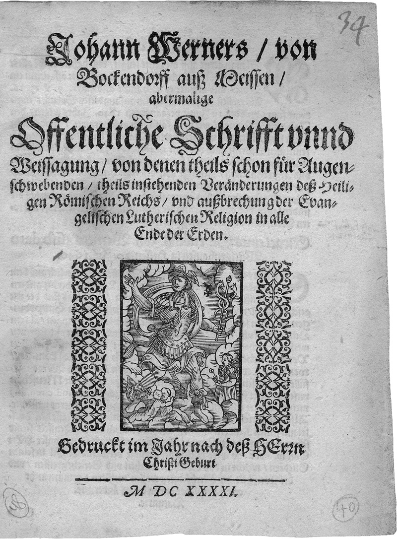 Lot 481, Auction 126, Warner, Johann, Abermalige Offentliche Schrifft unnd Weissagung. 1641. - Erste Ausgabe