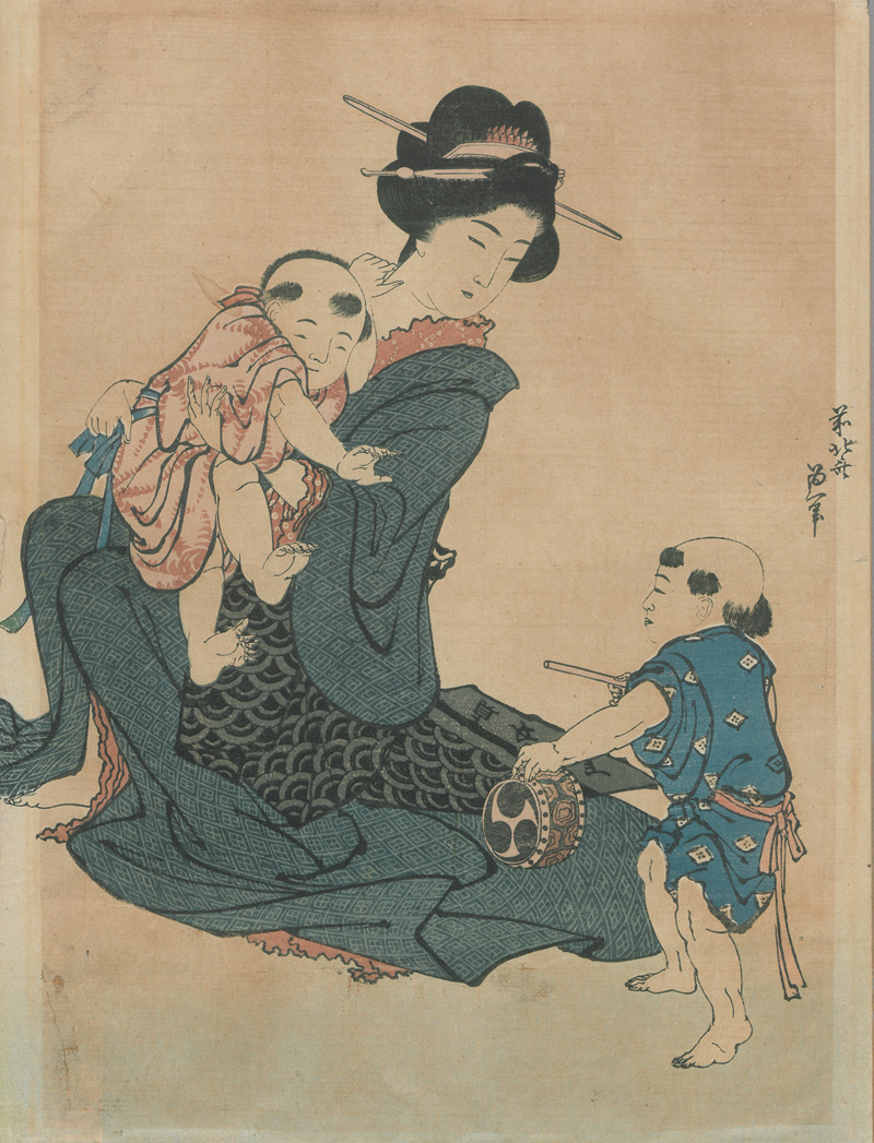 Lot 628, Auction  126, Hokusai, Katsushika, Frau mit zwei Kindern