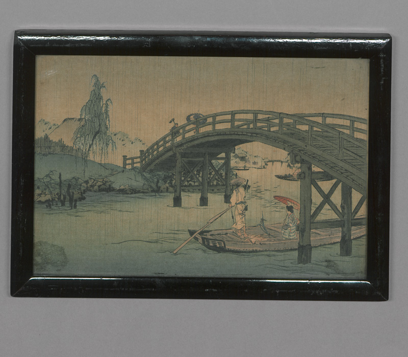 Lot 648, Auction 126, Koho, Shoda, Brücke bei Regen. Farbiger Nachdruck in Holzschnitt