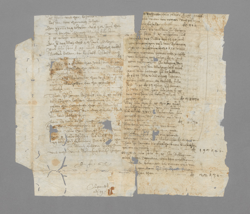 Lot 1023, Auction 126, Rechnungsbuchfragment, Rechnungsbuchfragment. Deutsche Handschrift auf Papier.