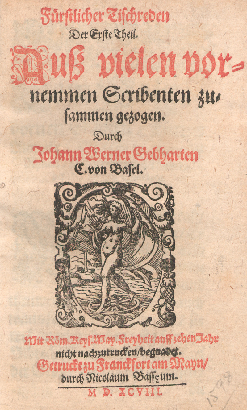 Lot 1120, Auction 126, Colli, Hippolyt von, Fürstlicher Tischreden der erste Theil.