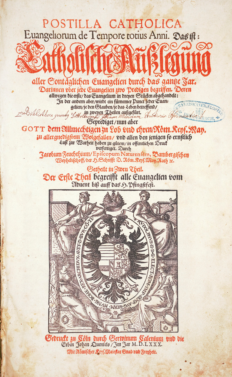 Lot 1132, Auction 126, Feucht, Jacobus, Postilla catholica evangeliorum de tempore totius anni