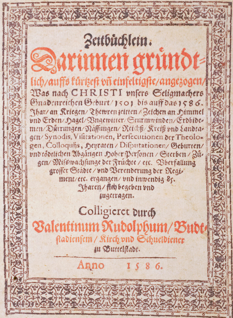 Lot 1185, Auction  126, Rudolph, Valentin, Zeitbüchlein. Darinnen gründtlich auffs kürtzest und einfeltigste angezogen