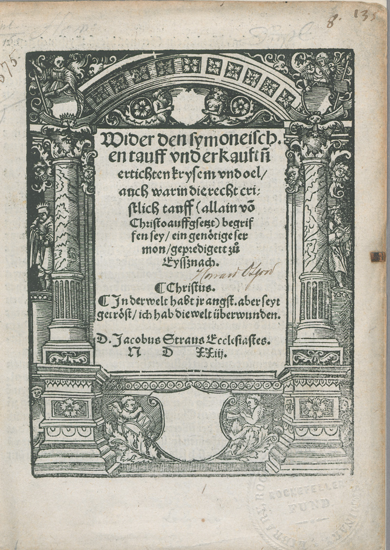 Lot 1194, Auction 126, Strauss, Jakob, Wider den symoneischen tauff