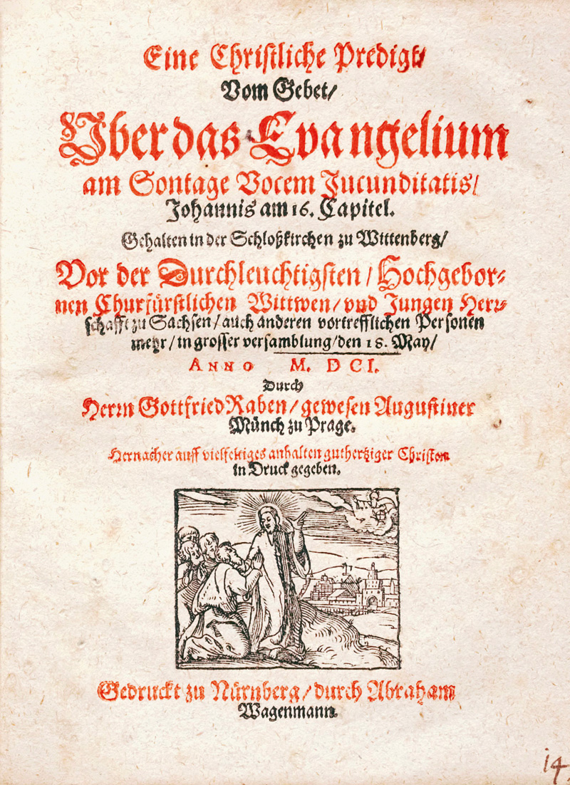 Lot 1218, Auction 126, Raben, Gottfried, Eine christliche Predigt vom Gebet uber das Evangelium