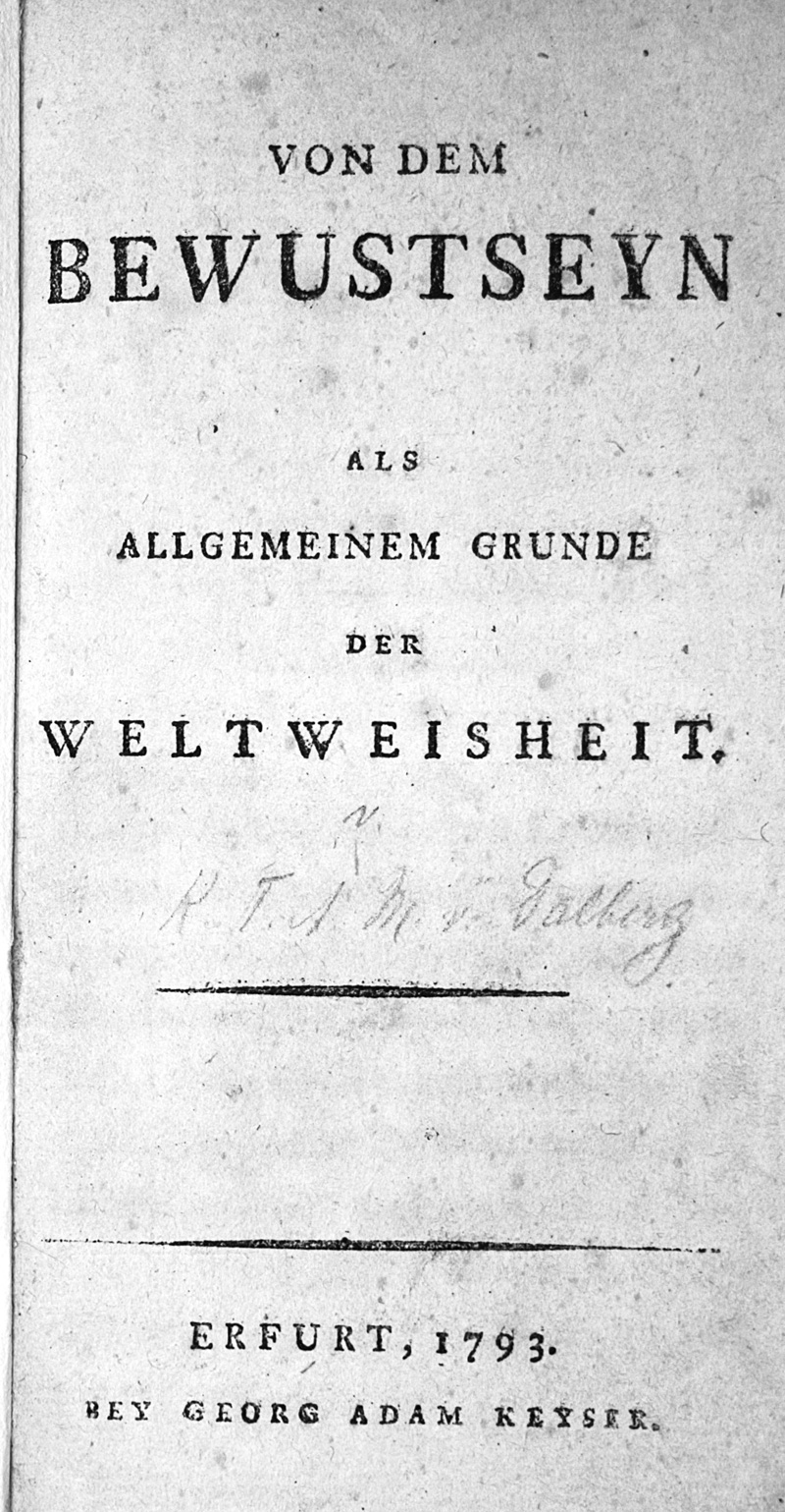 Lot 2015, Auction 126, Dalberg, Carl Theodor von, Von dem Bewustseyn als allgemeinem Grunde der Weltweisheit