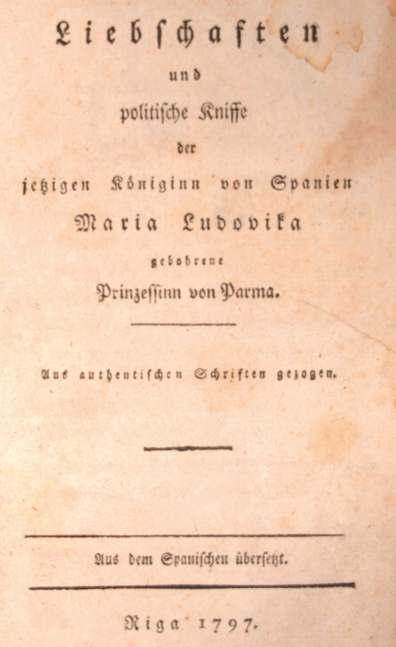 Lot 2070, Auction 126, Liebschaften und politische Kniffe, der jetzigen Königinn von Spanien Maria Ludovika
