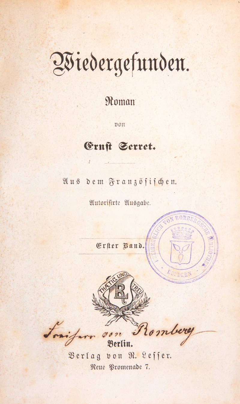 Lot 2105, Auction 126, Serret, Ernst, Wiedergefunden + Beiband