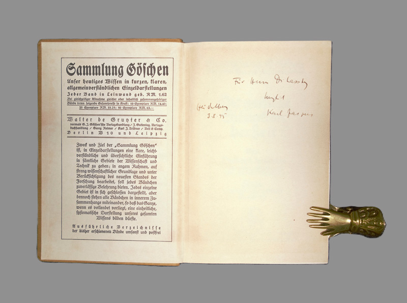 Lot 2125, Auction 126, Jaspers, Karl, Die geistige Situation der Zeit (Widmungsexemplar)