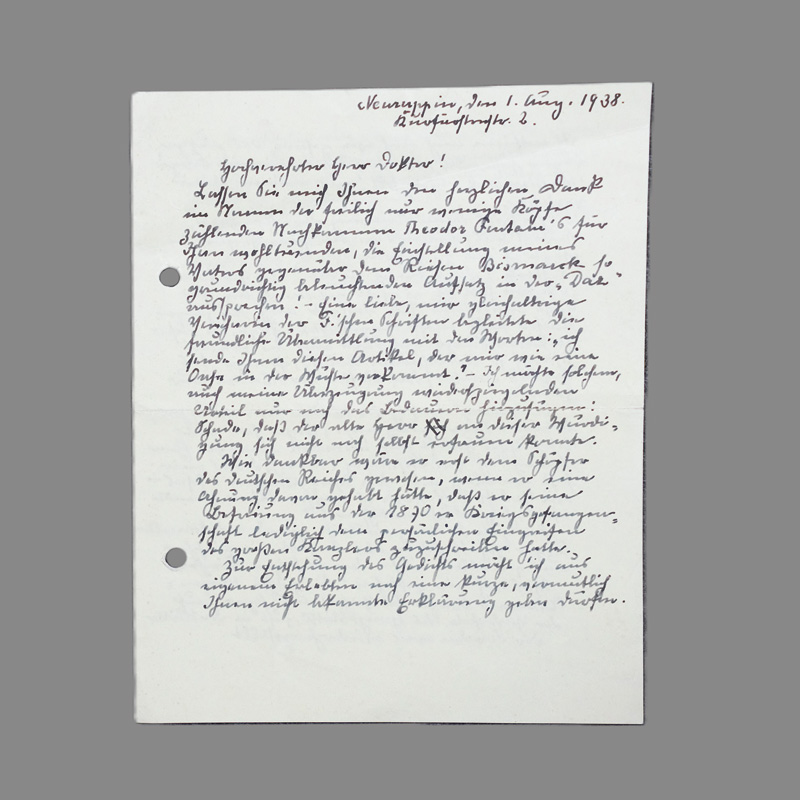 Lot 2518, Auction 126, Fontane, Friedrich, Brief an einen Fontane-Forscher. 1938