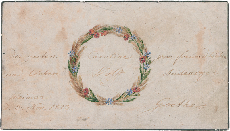 Lot 2524, Auction 126, Goethe, Johann Wolfgang von, Albumblatt mit Widmung. Weimar 1813
