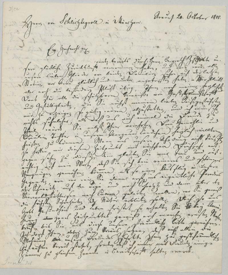 Lot 2539, Auction  126, Sauerländer, Heinrich Remigius, Brief an Friedrich von Schlichtegroll in München. 1815