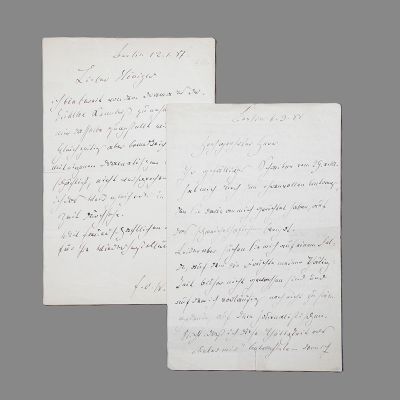 Lot 2549, Auction 126, Wildenbruch, Ernst von, 2 Briefe über literarische Anfragen. 1887-1888