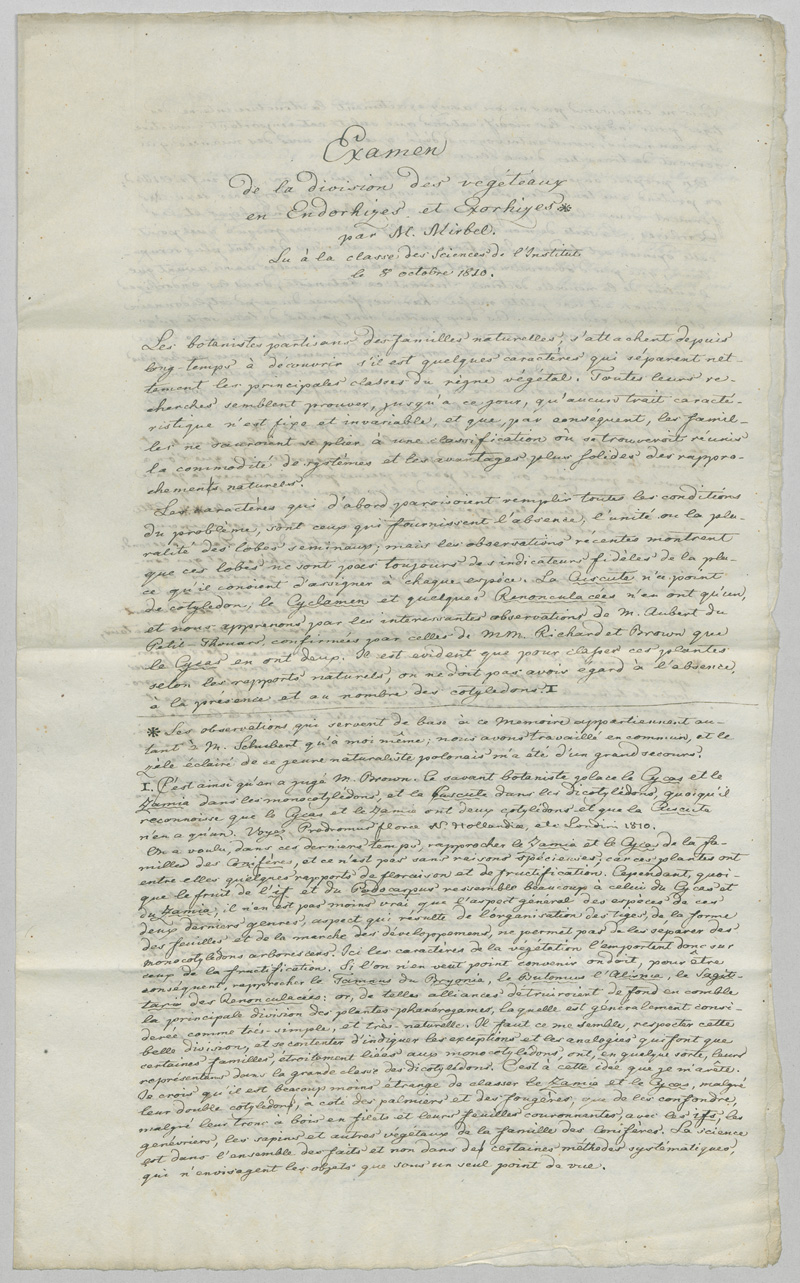 Lot 2563, Auction 126, Mirbel, Charles François Brisseau de, Vortrags-Manuskript Paris. 1810