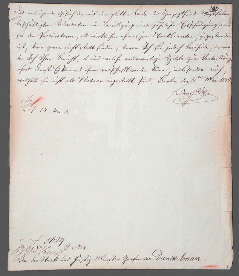Lot 2583, Auction 126, Friedrich Wilhelm III., König von Preußen, Brief an den Justizminister Danckelman.1830.