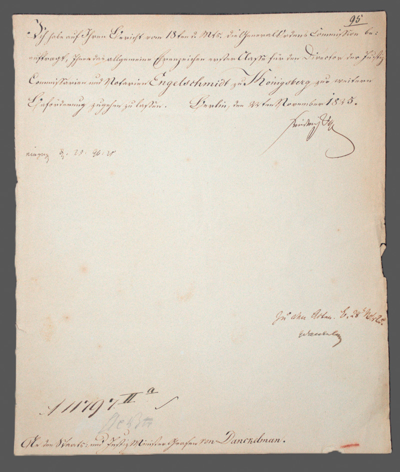 Lot 2584, Auction 126, Friedrich Wilhelm III., König von Preußen, Brief an Justizminister Graf von Danckelman. 1825.