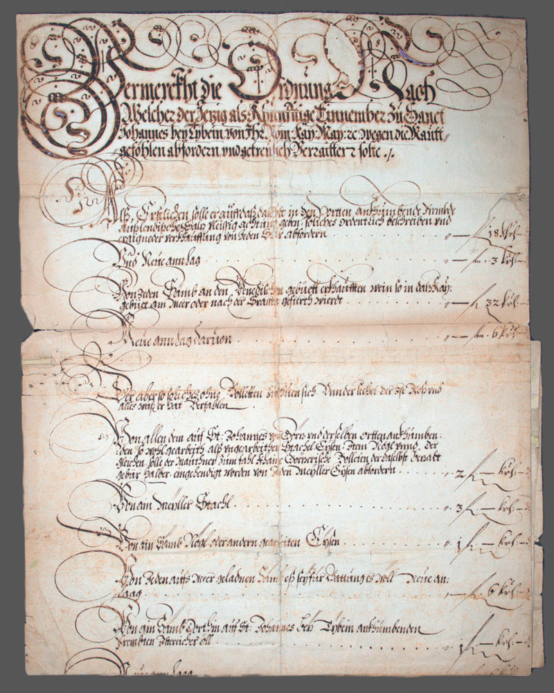 Lot 2591, Auction 126, Krain, Herzogtum, Kaiserliche Zoll-Verordnung für St. Johannes bei Tybein in Krain. 1644