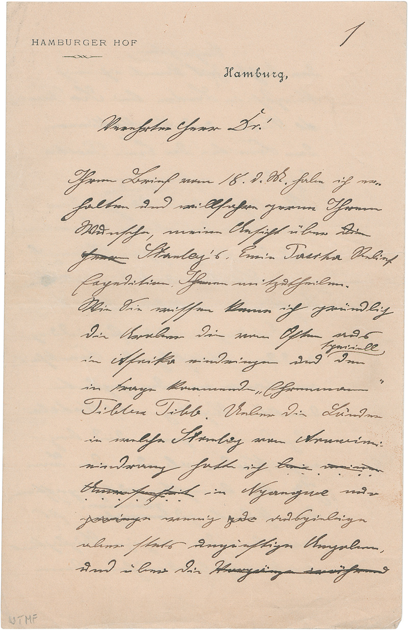 Lot 2605, Auction 126, Wissmann, Hermann von, Sehr umfangreicher Brief über die Emin-Pascha- und Stanley-Expeditionen. 1888