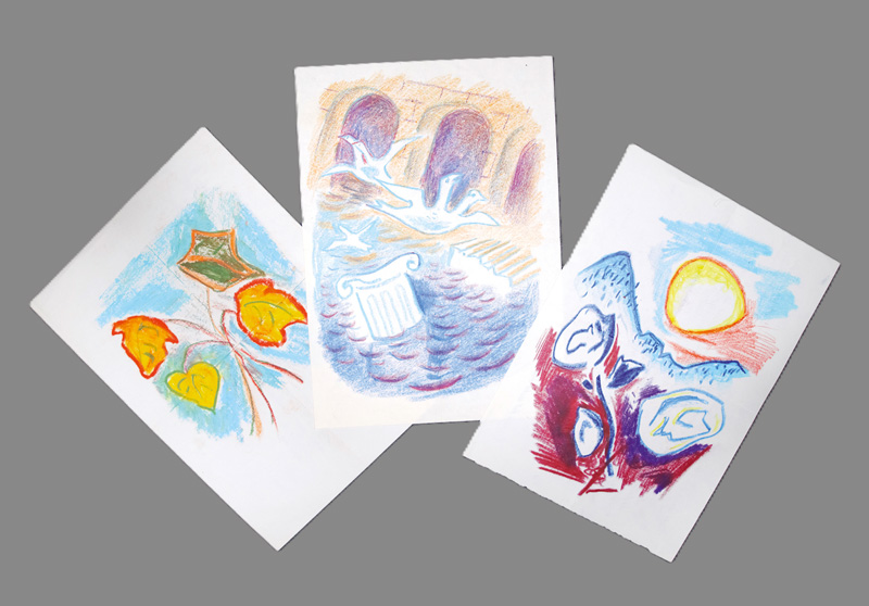 Lot 2610, Auction 126, Geiger, Willi, 3 Briefe mit ganzseitigen Ölkreide-Zeichnungen. 1962