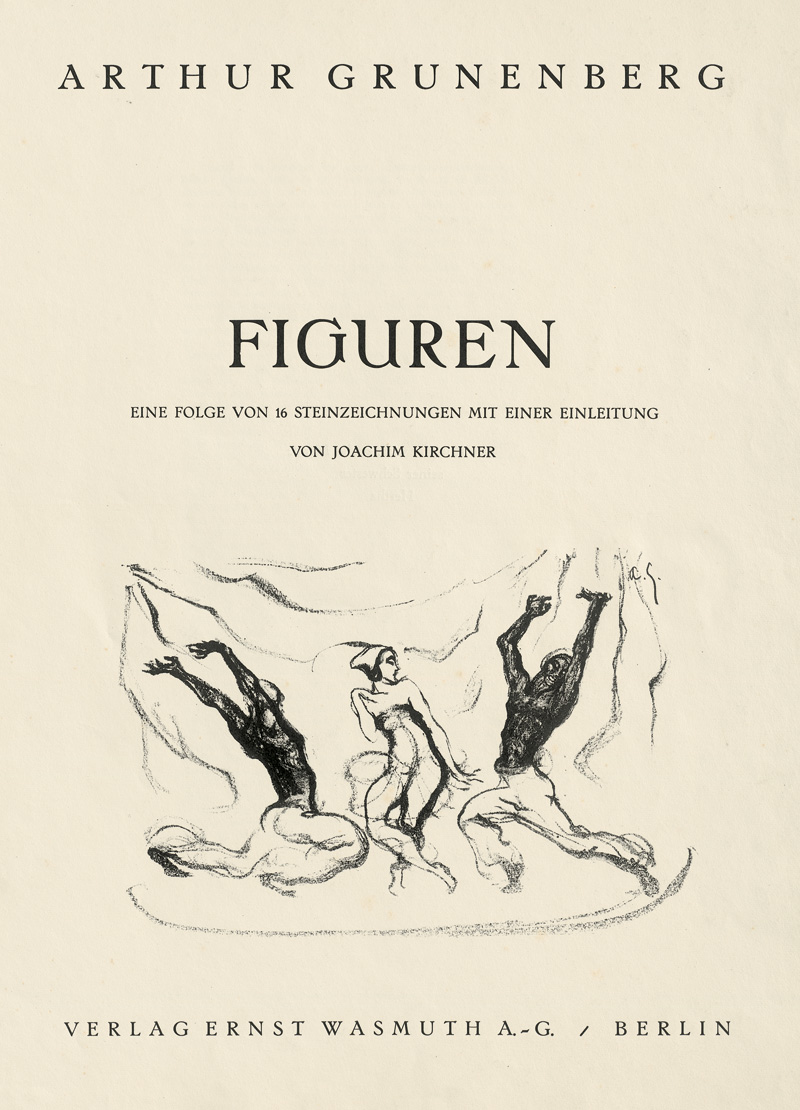 Lot 3145, Auction 126, Grunenberg, Arthur, Figuren. Eine Folge von 16 Steinzeichnungen. Berlin, Wasmuth, 1919. - Mit den Imperialfolio-Tafeln auf festem Zandersvélin. - 200 Exemplare
