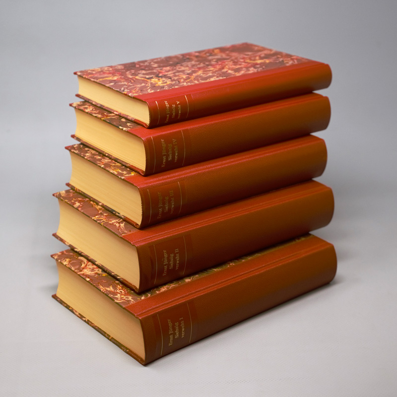 Lot 3242, Auction 126, Jünger, Ernst, Siebzig verweht I-V (alles). 5 Bände. OHalbleder. Stuttgart 1980-1997. - 300 sign. Exemplare