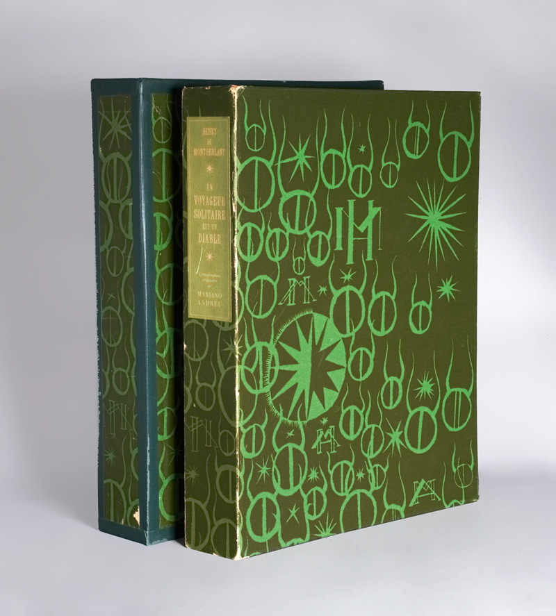 Lot 3315, Auction 126, Montherlant, Henry de, Un voyageur solitaire est un diable. Mit 20 Orig.-Lithographien von Mariano Andreu. Paris 1945. - 400 Exemplare