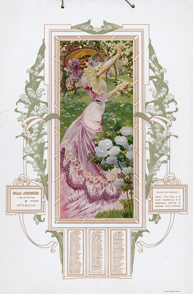 Lot 3410, Auction 126, Calendrier 1905, Offert par La Belle Jardinière. Paris