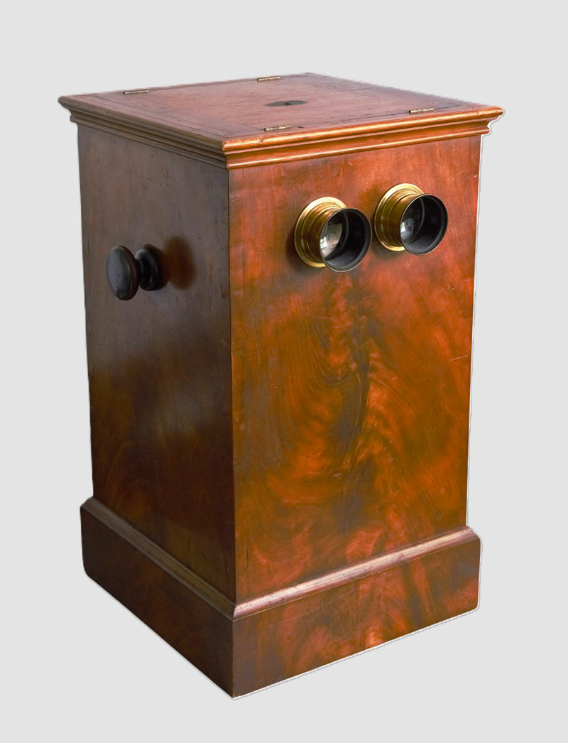 Lot 3429, Auction 126, Le Taxiphote - Tisch-Stereobetrachter, Stereobetrachter mit Nussbaumkorpus mit zwei Okularen