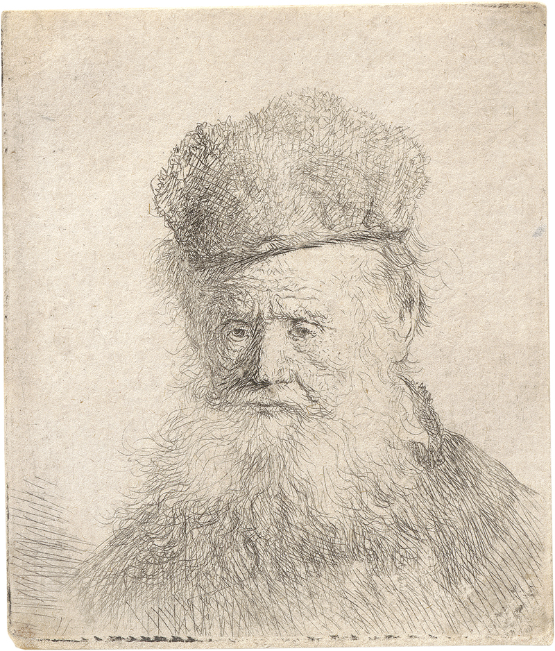 Lot 5207, Auction 126, Rembrandt Harmensz. van Rijn, Bärtiger Greis in Pelzmütze