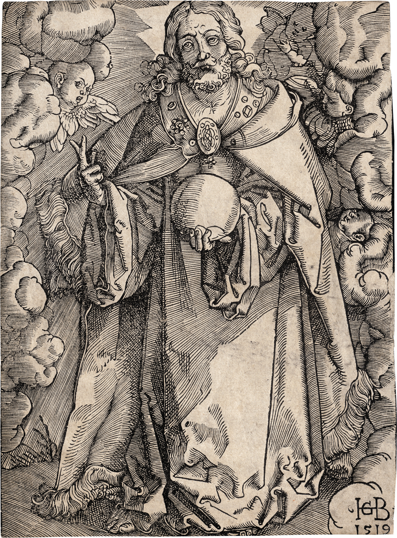 Lot 5486, Auction 126, Baldung, Hans, Der Heiland mit dem Globus umgeben von Engeln in Wolken