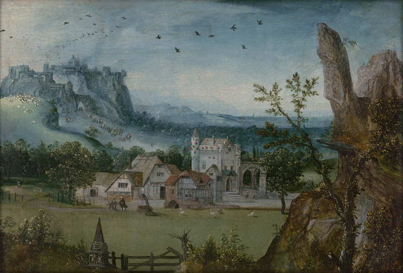 Lot 6001, Auction 126, Gassel, Lucas - Umkreis, Felsige Landschaft mit gotischem Schloss
