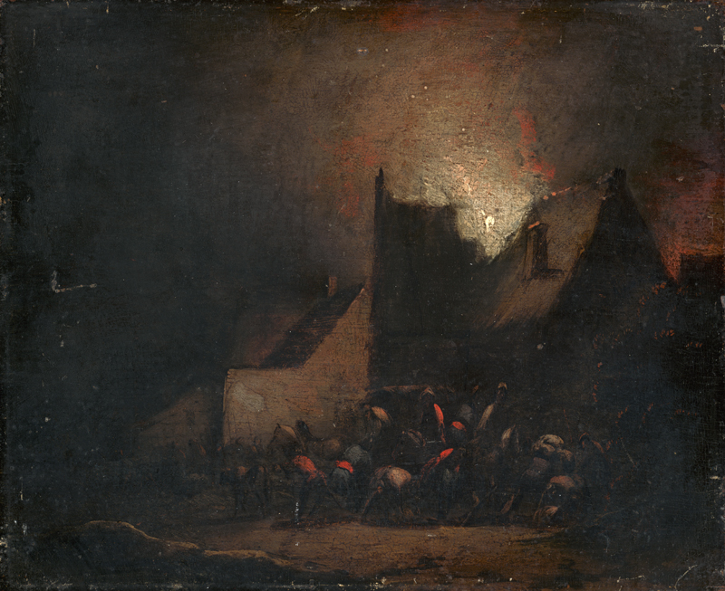Lot 6014, Auction 126, Poel, Egbert Lievensz. van der, Brennender Bauernhof bei Nacht