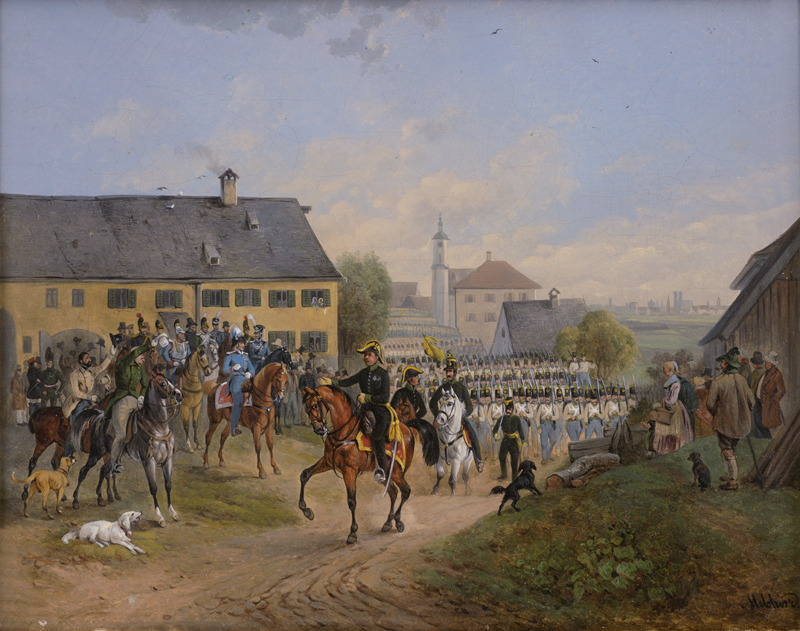 Lot 6063, Auction 126, Melchior, Wilhelm, Der Münchener Stadtkommandant begrüßt das k.u.k. Regiment Latour in Sendling
