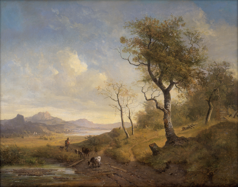 Lot 6119, Auction 126, Hofstetten, Franz Xaver von, Voralpenlandschaft mit einem Hirten und seinem Vieh