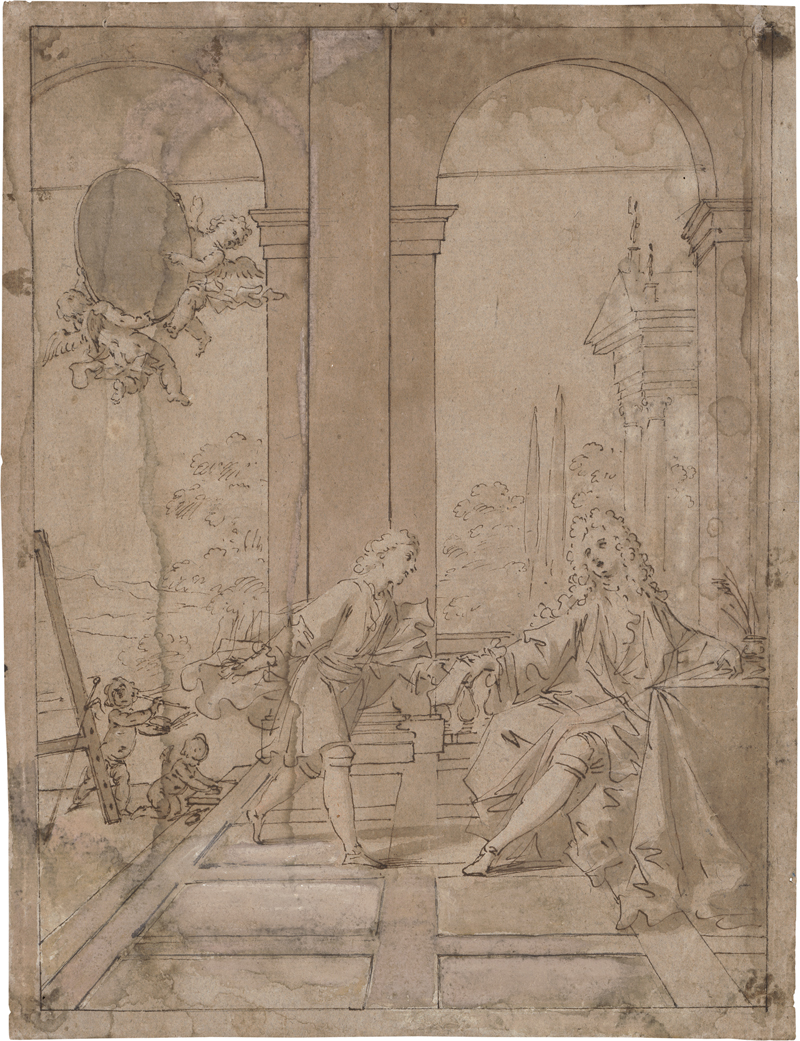 Lot 6569, Auction 126, Venezianisch, um 1690. Allegorie auf die Auftragsmalerei (Ein Maler nimmt einen Auftrag entgegen)