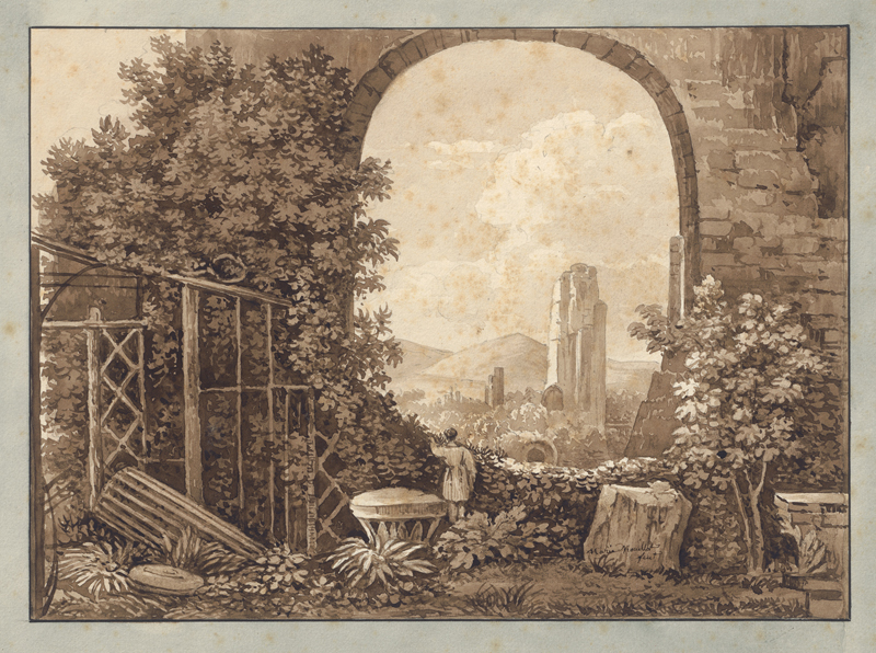 Lot 6663, Auction 126, Mouillet, Marie Christine, Blick aus der Villa Mills auf die Ruinen der Cesarenpaläste in Rom