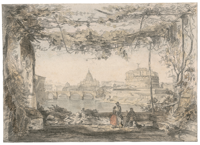 Lot 6699, Auction 126, Heim, R., Rom: Blick von einer Terrasse über den Tiber auf die Engelsburg uns St. Peter