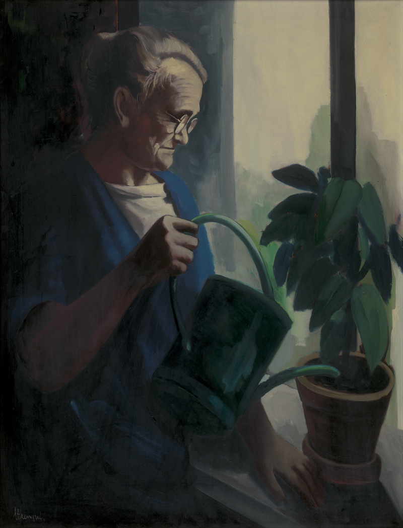 Lot 7132, Auction 126, Strempel, Horst, Alte Frau mit Gießkanne