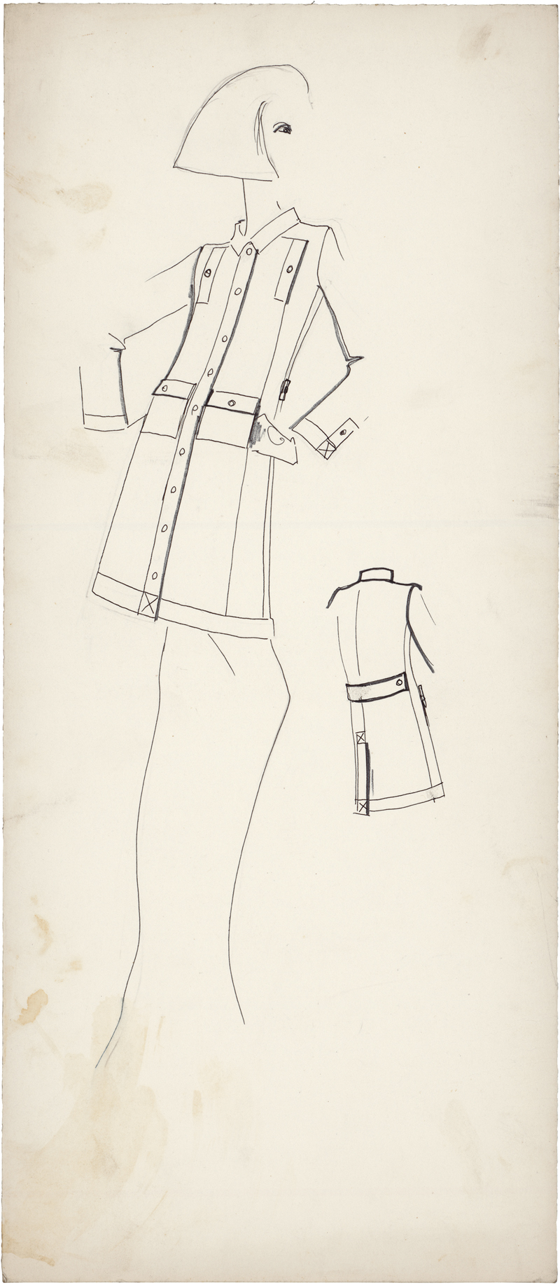 Lot 7203, Auction 126, Lagerfeld, Karl, Modezeichnung (Kurzer Mantel)